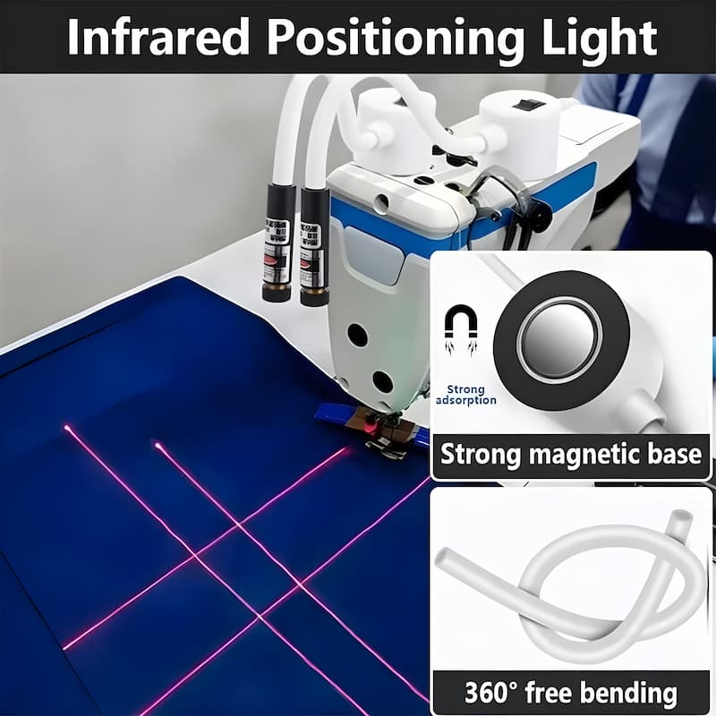 Laser Sewing Guide Magnetic Base & Flexible Silicone Arm USB-Powered