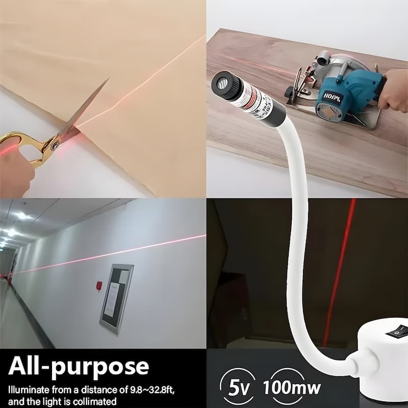 Laser Sewing Guide Magnetic Base & Flexible Silicone Arm USB-Powered