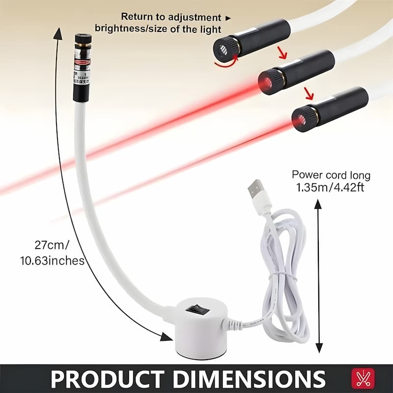 Laser Sewing Guide Magnetic Base & Flexible Silicone Arm USB-Powered
