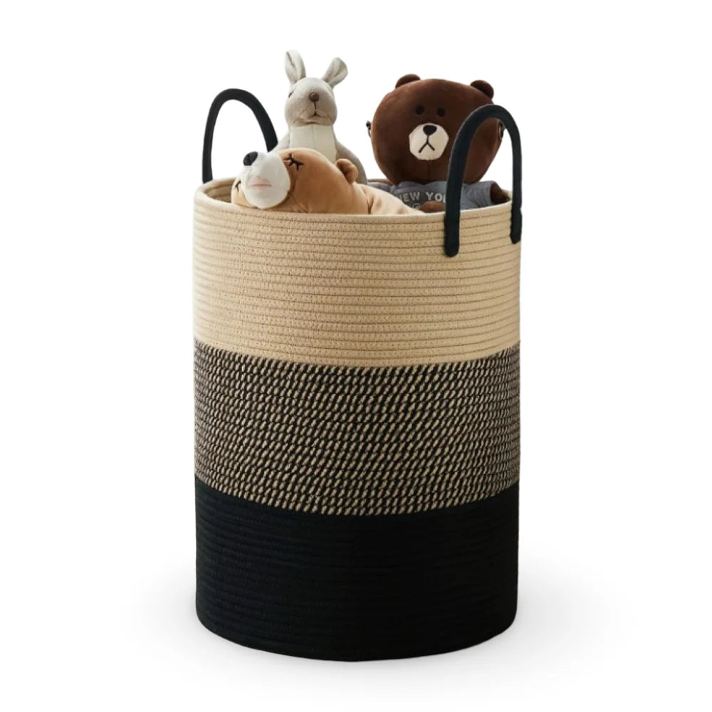 Laundry Basket Extra-Tall Cotton Rope Reinforced Handles