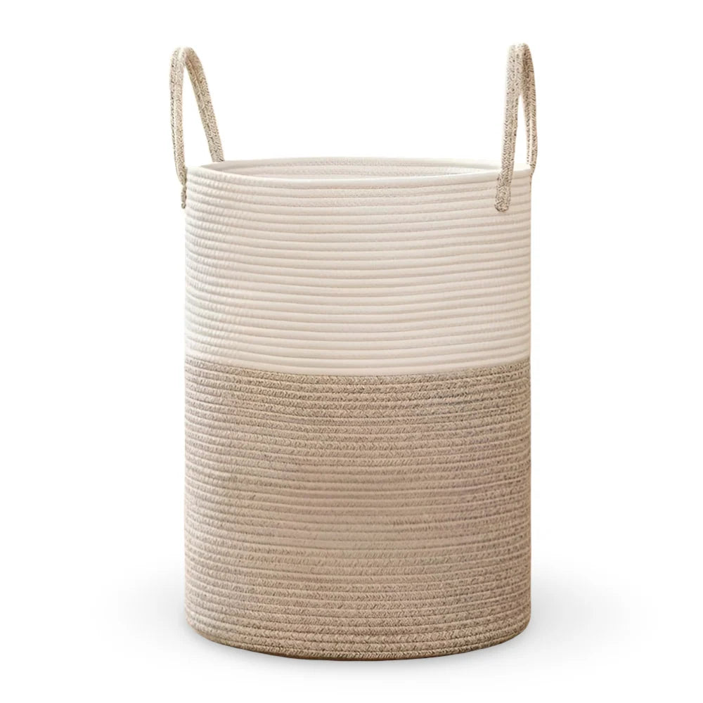 Laundry Basket Extra-Tall Cotton Rope Reinforced Handles