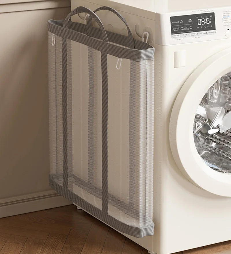 Laundry Basket Foldable Breathable Mesh With Sturdy Handles