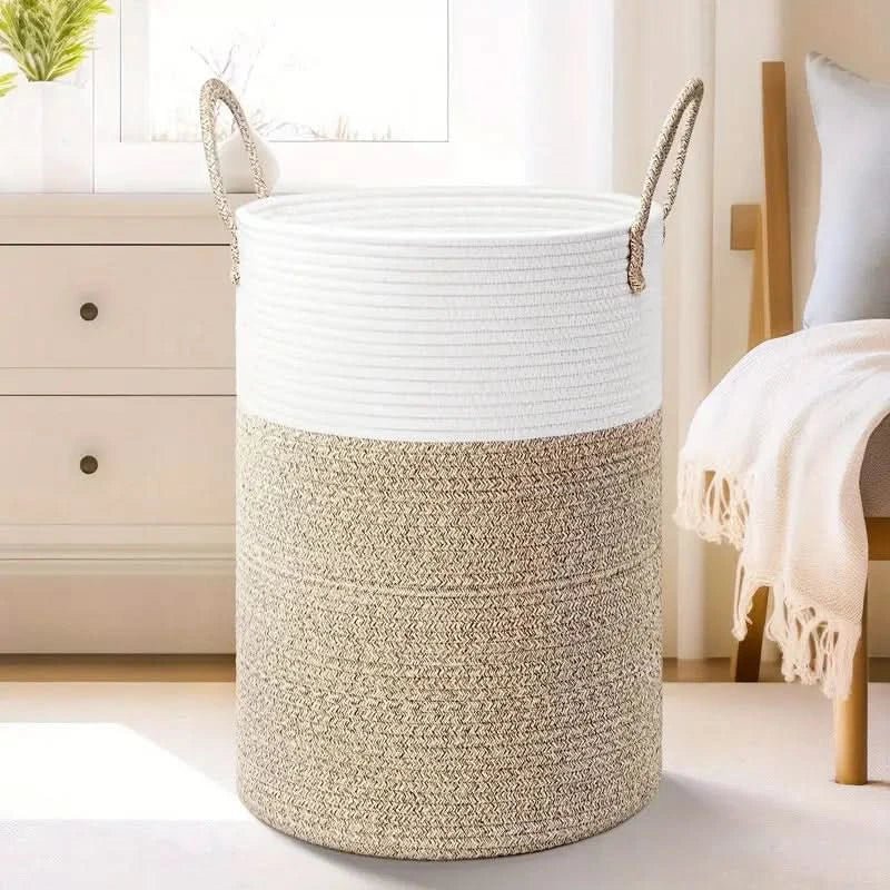 Laundry Basket Foldable Woven Cotton Rope 60L