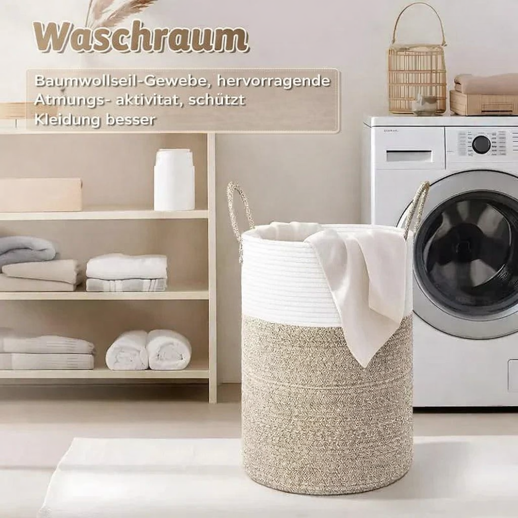 Laundry Basket Foldable Woven Cotton Rope 60L