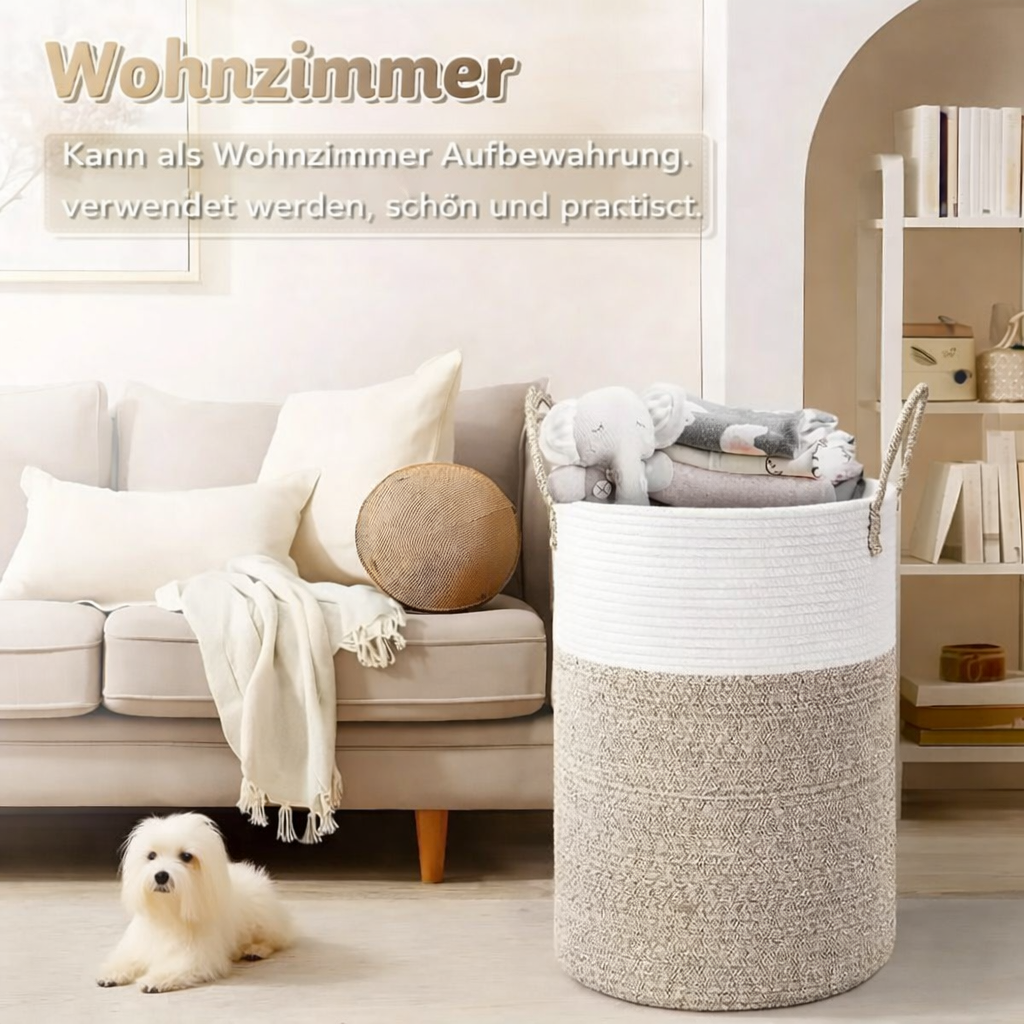 Laundry Basket Foldable Woven Cotton Rope 60L