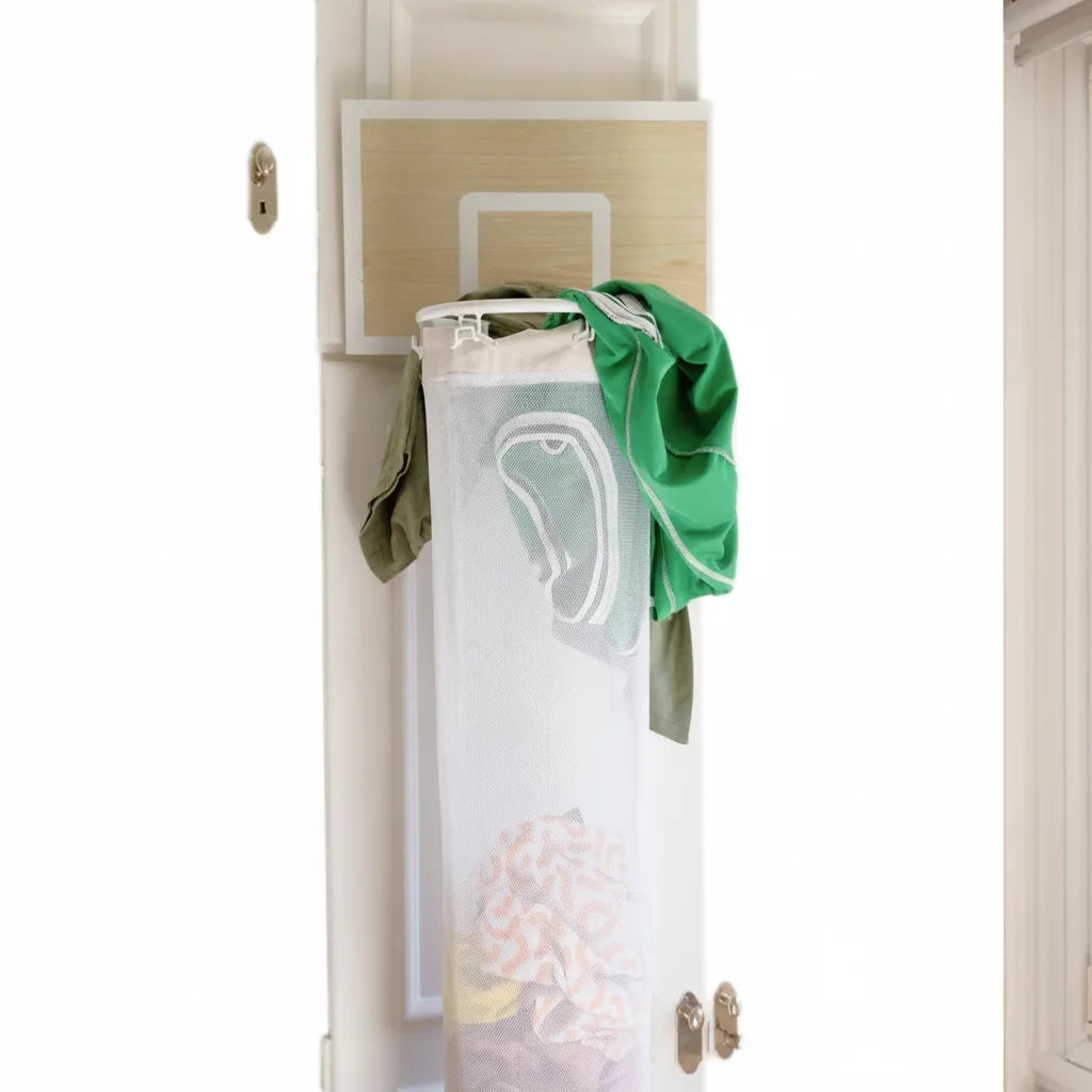 Laundry Basket Over-the-Door Basketball Hoop Foldable Mesh
