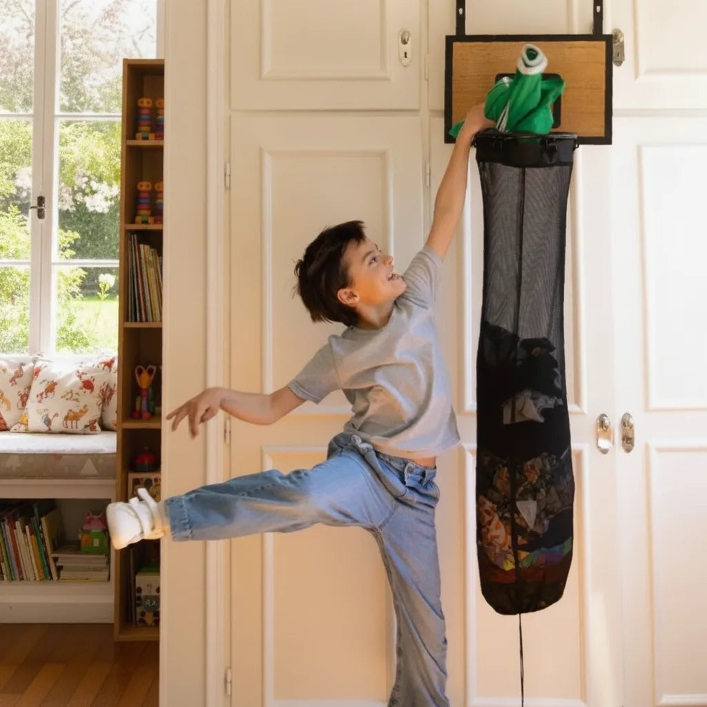 Laundry Basket Over-the-Door Basketball Hoop Foldable Mesh