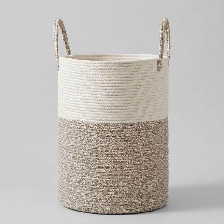 Laundry Basket Woven Cotton Foldable & Space-Saving 58L Capacity