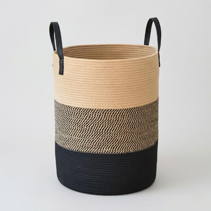 Laundry Basket Woven Cotton Foldable & Space-Saving 58L Capacity