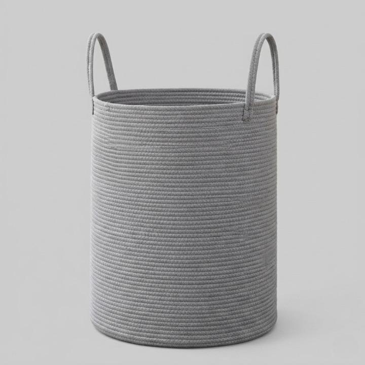 Laundry Basket Woven Cotton Foldable & Space-Saving 58L Capacity