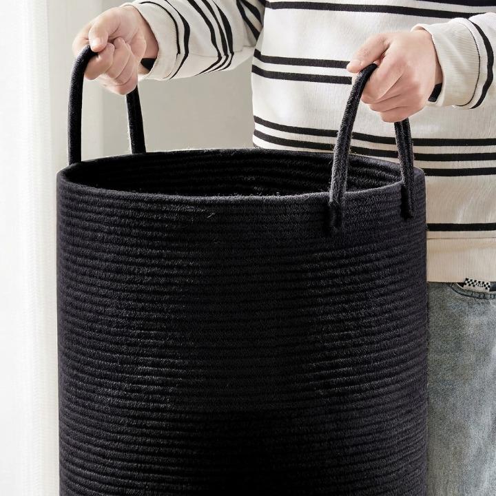 Laundry Basket Woven Cotton Foldable & Space-Saving 58L Capacity