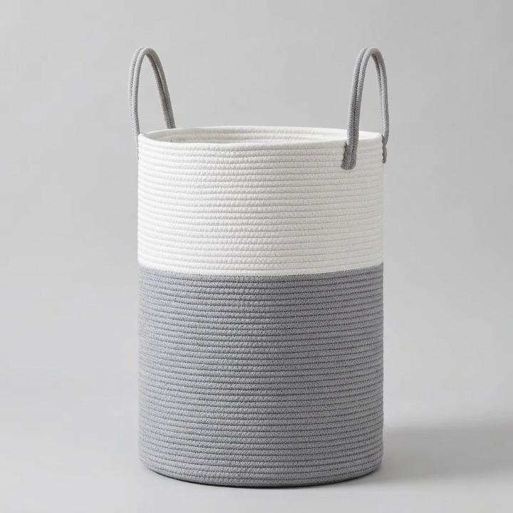 Laundry Basket Woven Cotton Foldable & Space-Saving 58L Capacity