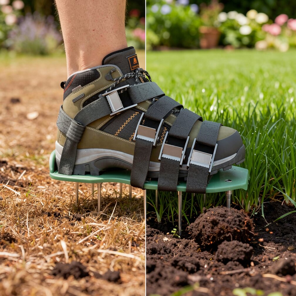 Lawn Aerator Shoes Adjustable Straps & Metal Spikes