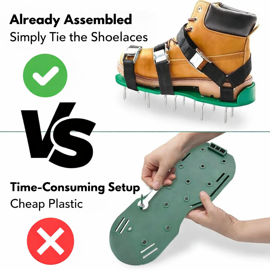 Lawn Aerator Shoes Adjustable Straps & Metal Spikes