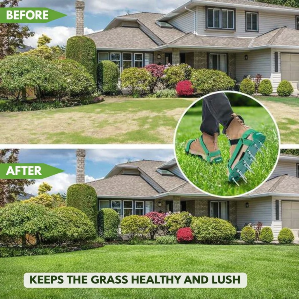 Lawn Aerator Shoes Adjustable Straps & Metal Spikes