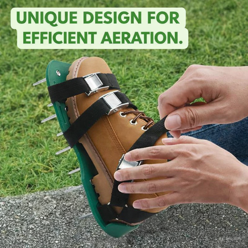 Lawn Aerator Shoes Adjustable Straps & Metal Spikes