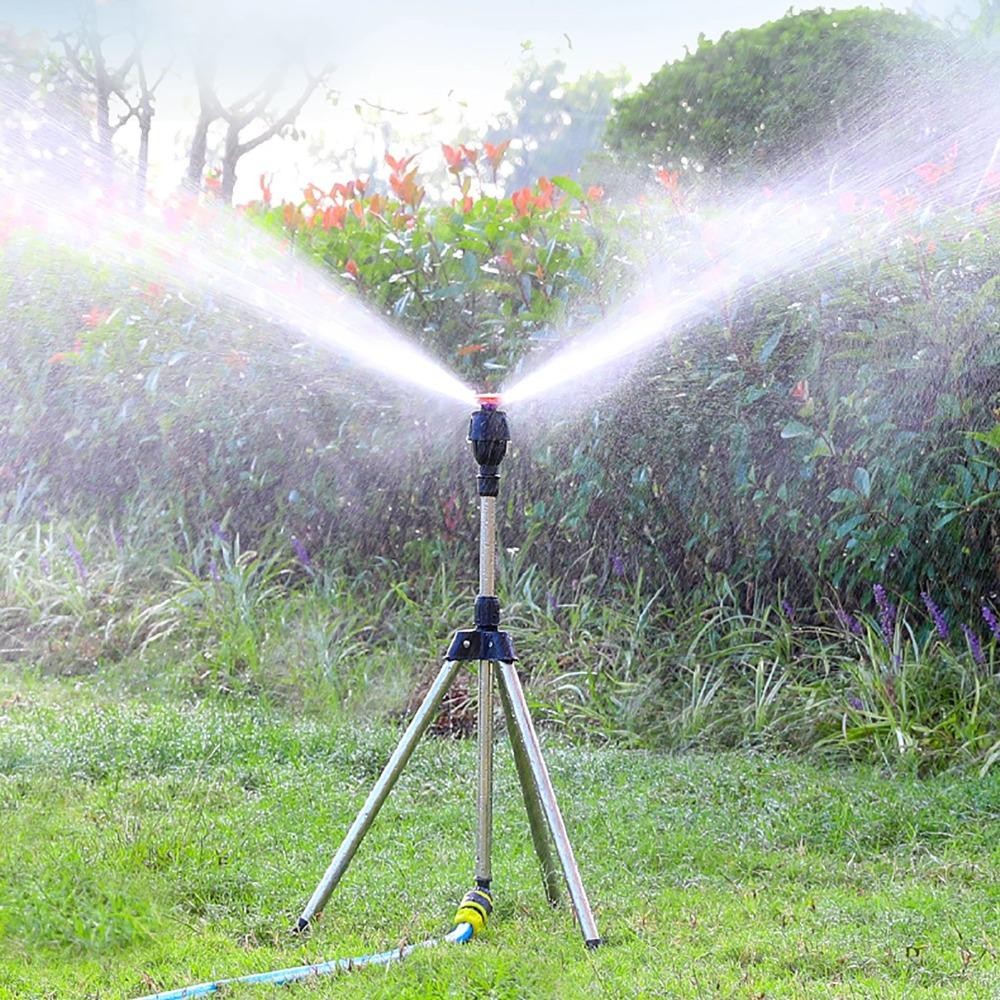 Lawn Sprinkler 360° Rotating Stainless Steel Tripod Adjustable Height