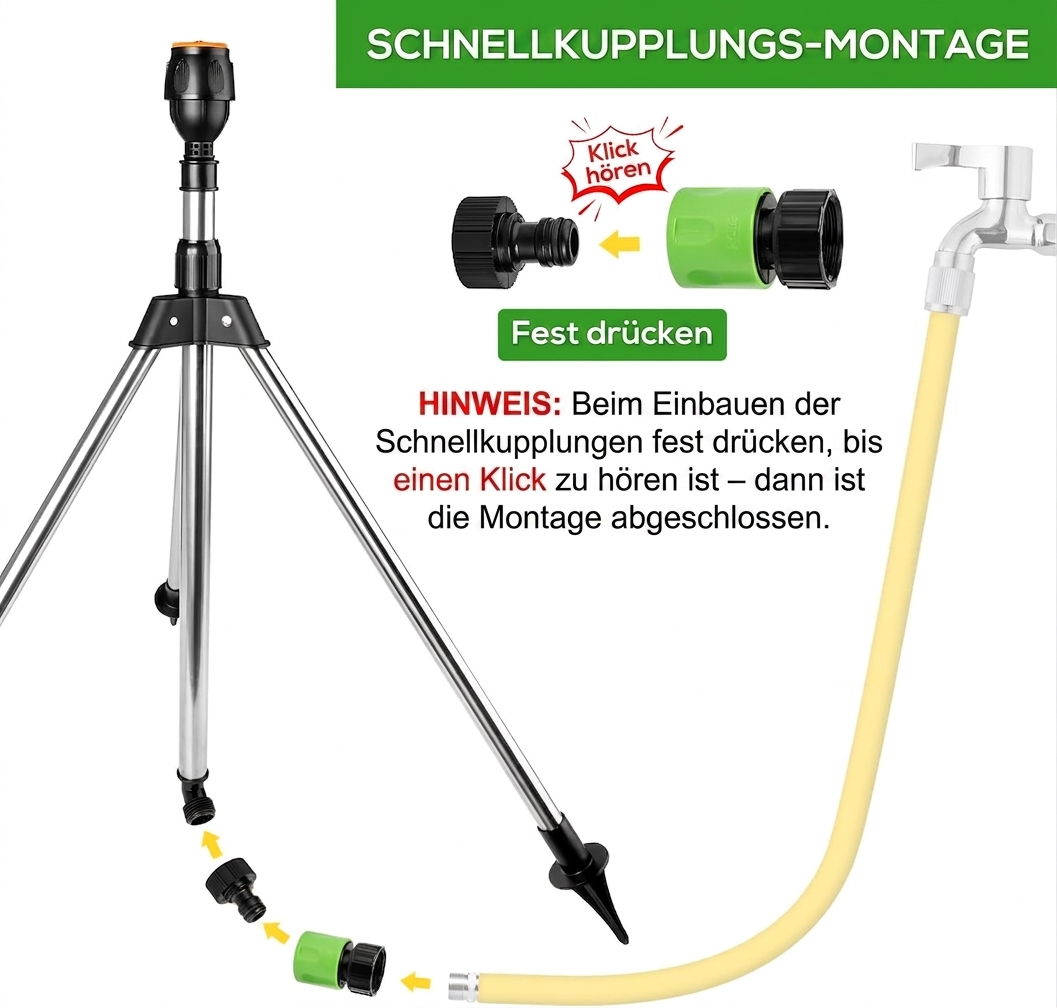 Lawn Sprinkler 360° Rotating Stainless Steel Tripod Adjustable Height
