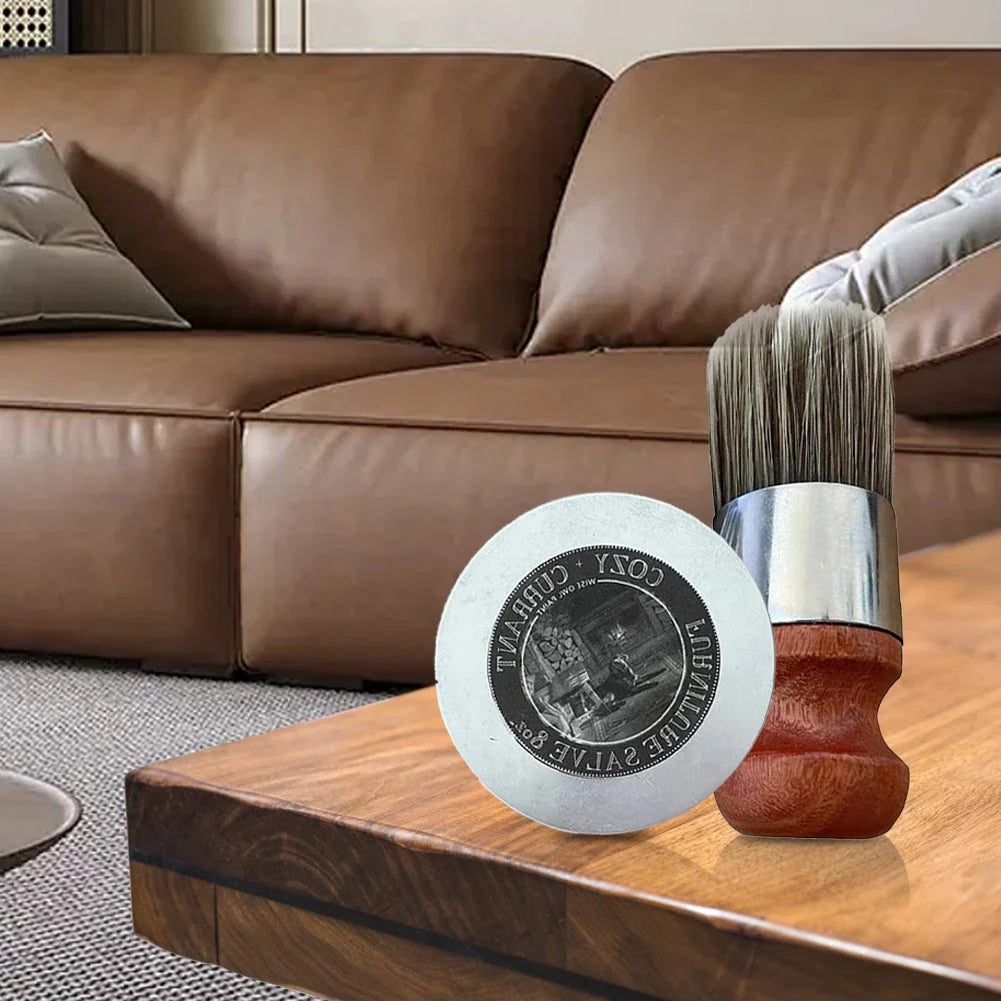 Leather & Wood Conditioner Natural Beeswax With Brush