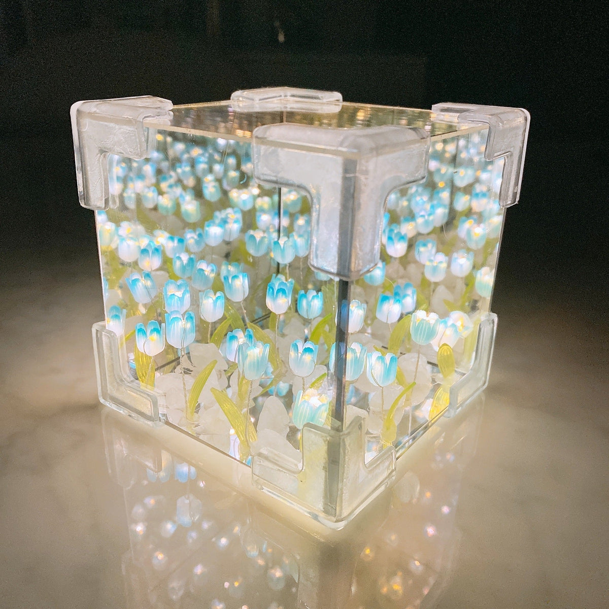 Light Box Infinite Mirror Effect Warm LED Acrylic Case