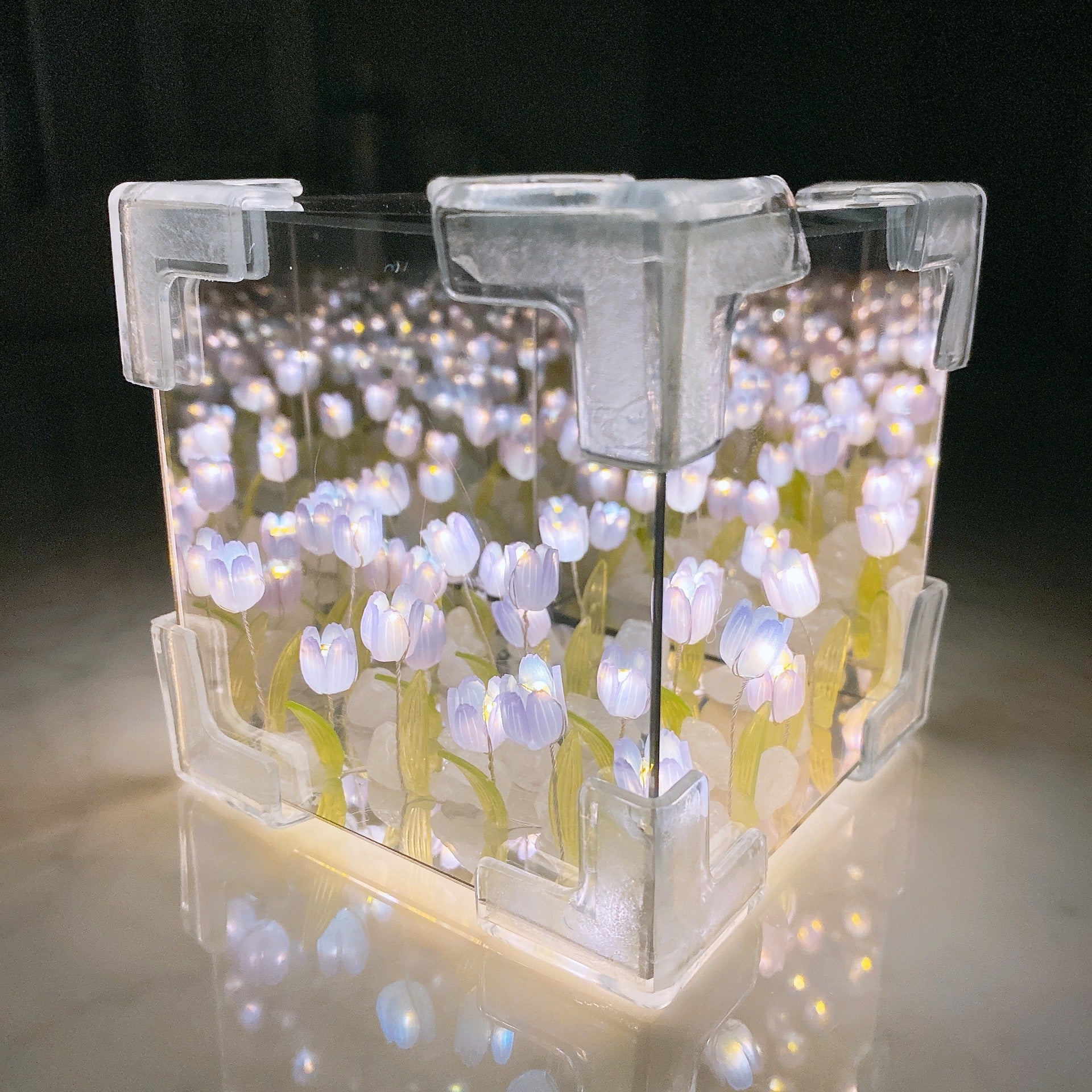 Light Box Infinite Mirror Effect Warm LED Acrylic Case