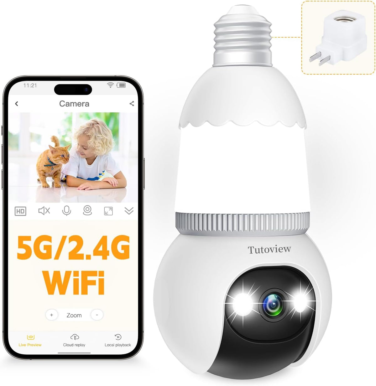 Light Bulb Security Camera 4MP Dual-Band Wi-Fi Night Vision