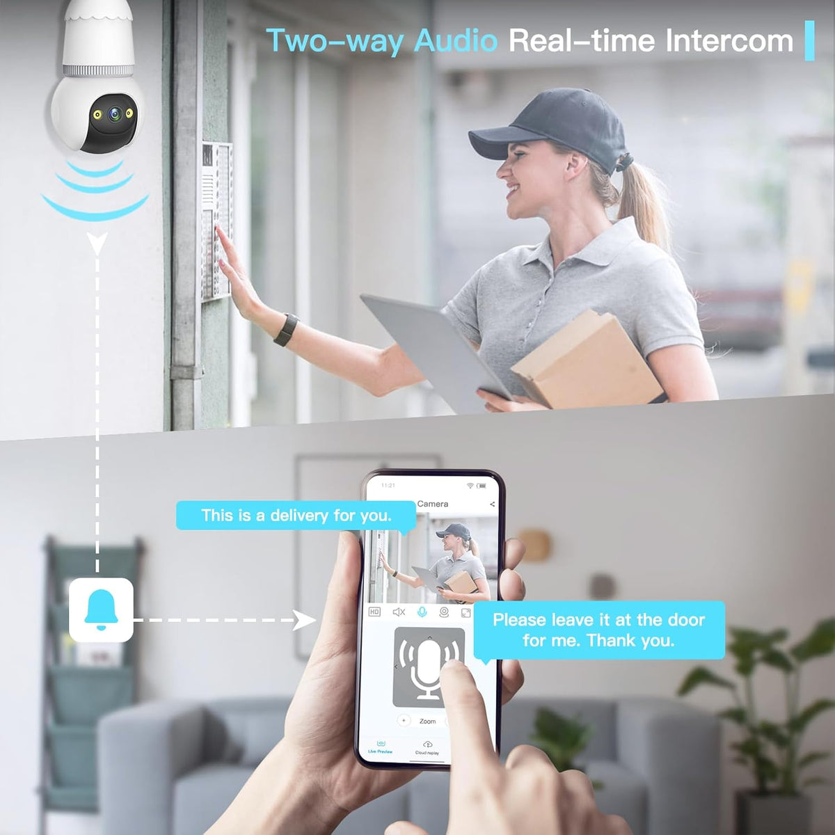 Light Bulb Security Camera 4MP Dual-Band Wi-Fi Night Vision