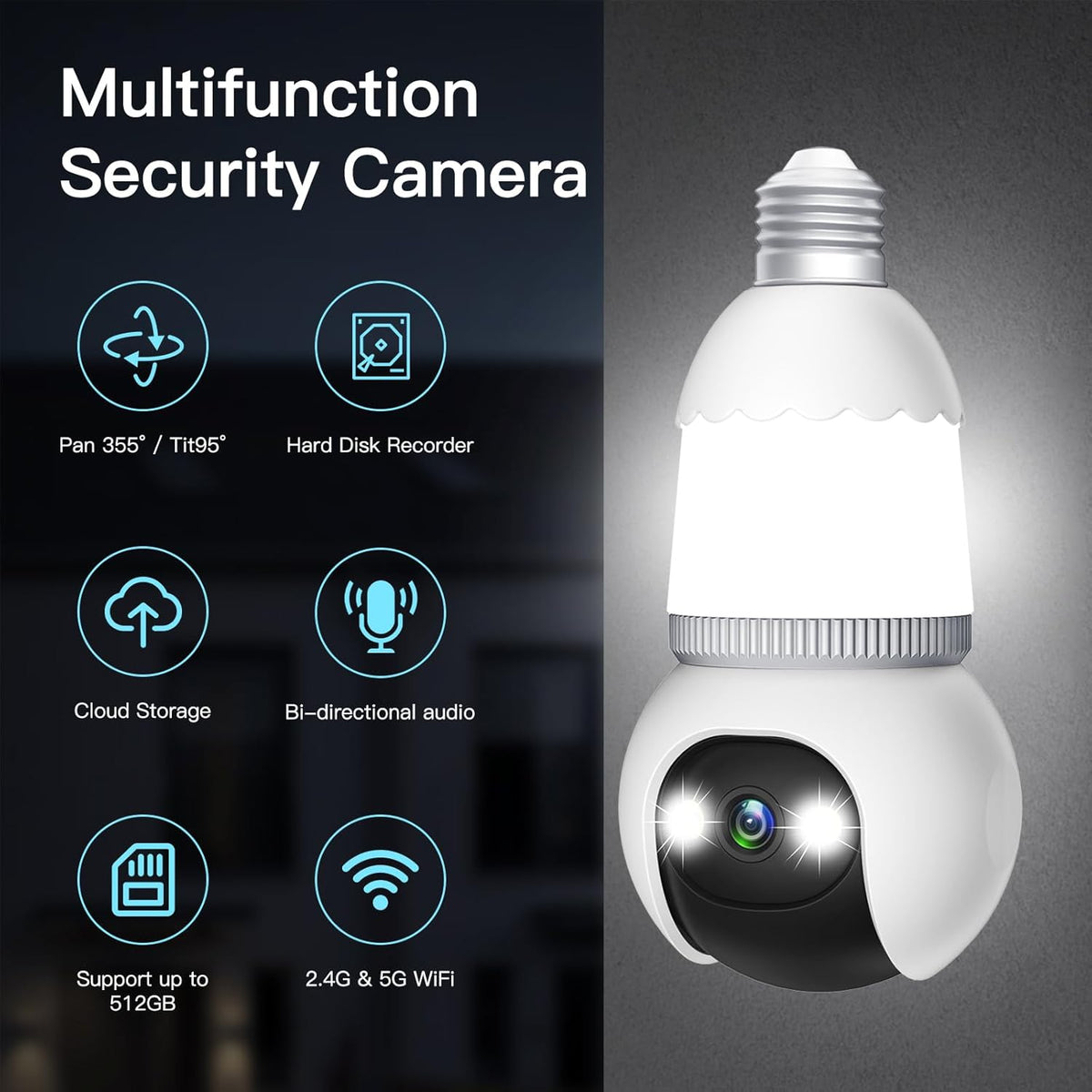 Light Bulb Security Camera 4MP Dual-Band Wi-Fi Night Vision