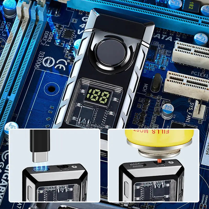 Lighter Double Flame Open & Blue USB-C LED Display