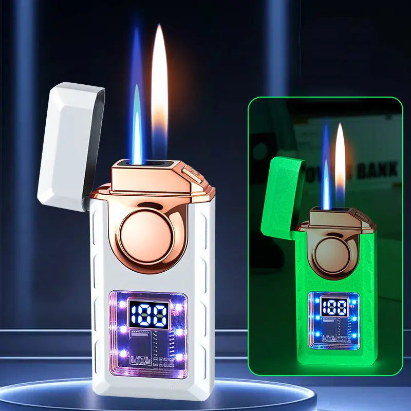 Lighter Double Flame Open & Blue USB-C LED Display