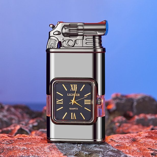 Lighter Dual Flame Adjustable Flame Quartz Watch