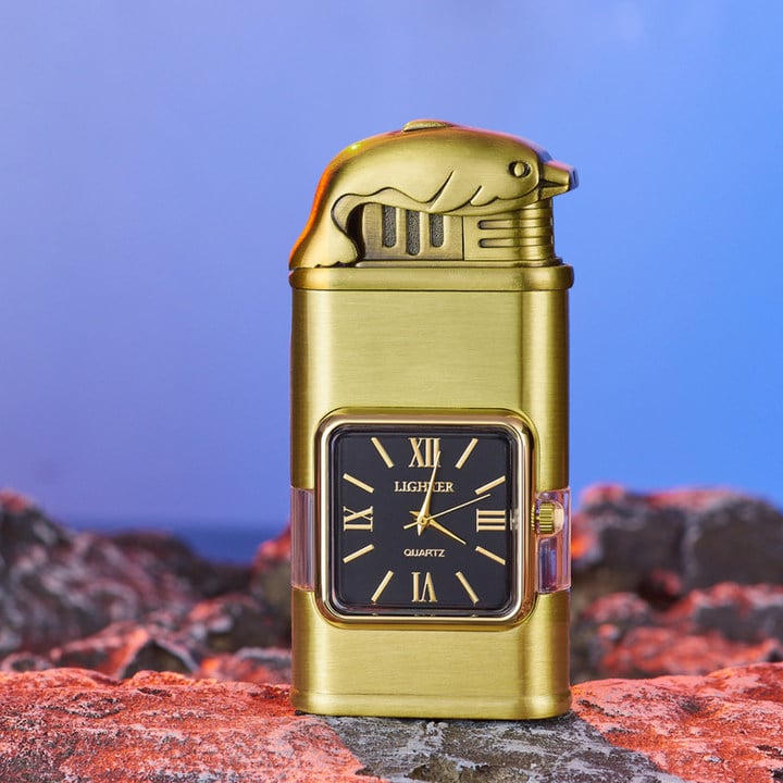 Lighter Dual Flame Adjustable Flame Quartz Watch