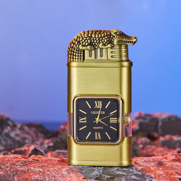 Lighter Dual Flame Adjustable Flame Quartz Watch