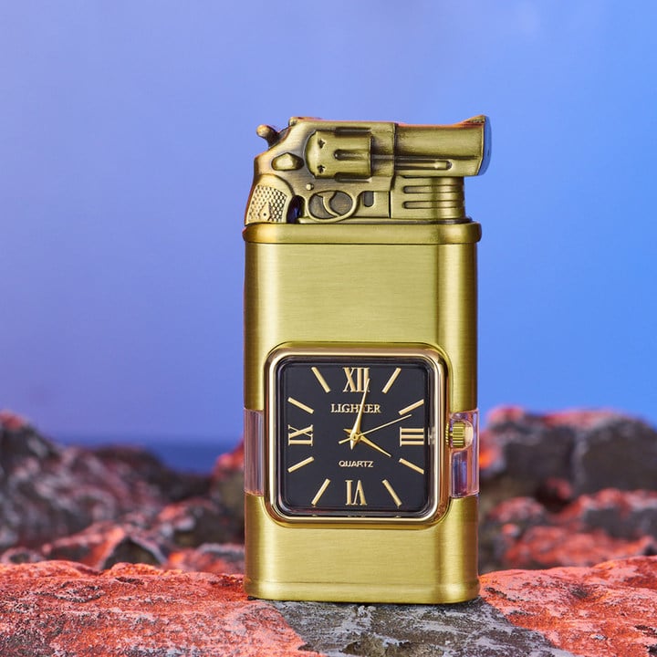 Lighter Dual Flame Adjustable Flame Quartz Watch