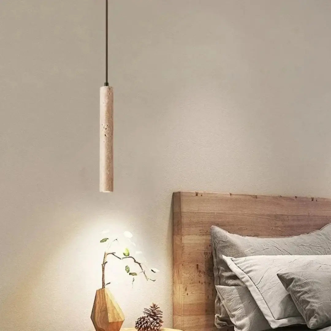 Linear Pendant Light Travertine Integrated LED 3000K Warm White