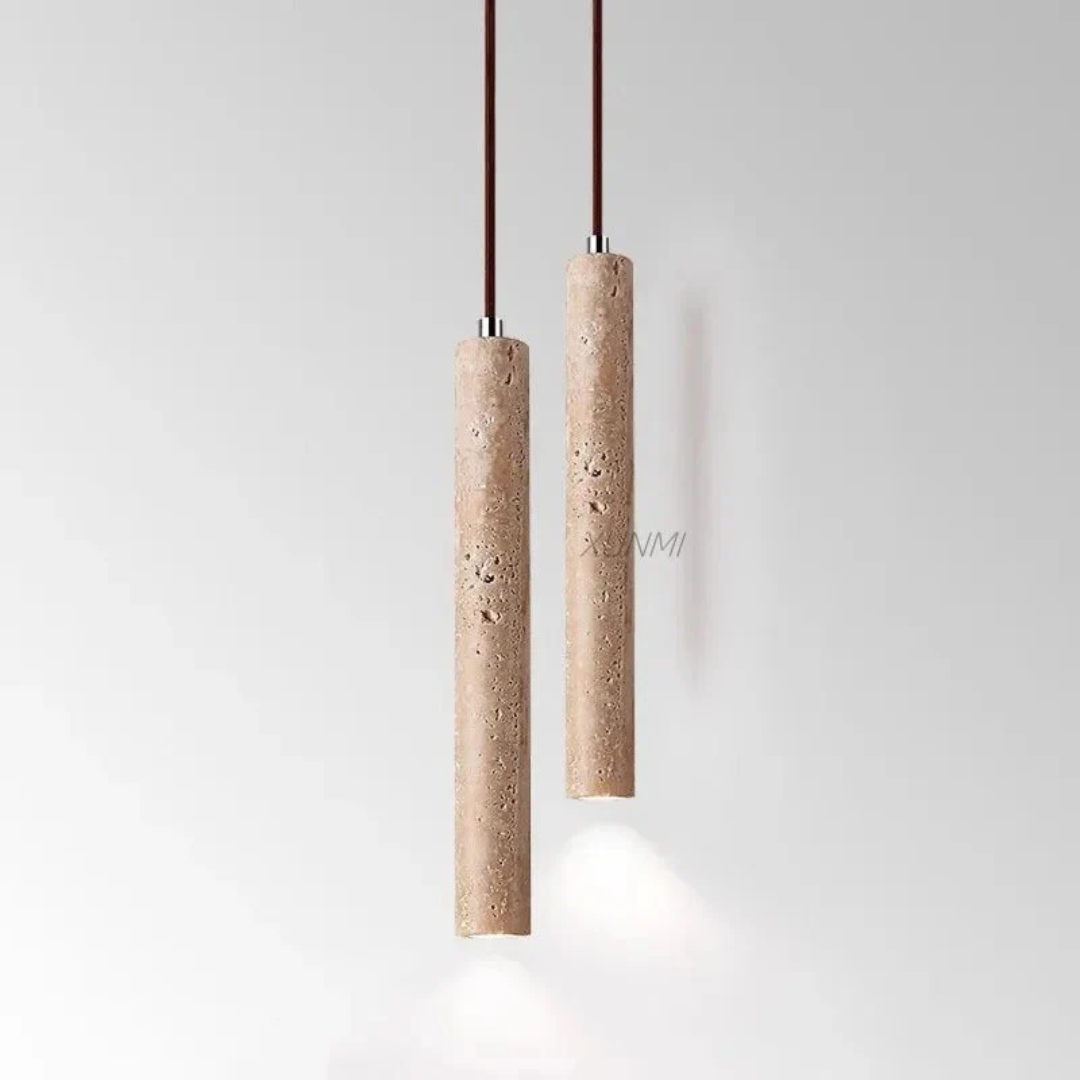 Linear Pendant Light Travertine Integrated LED Warm White