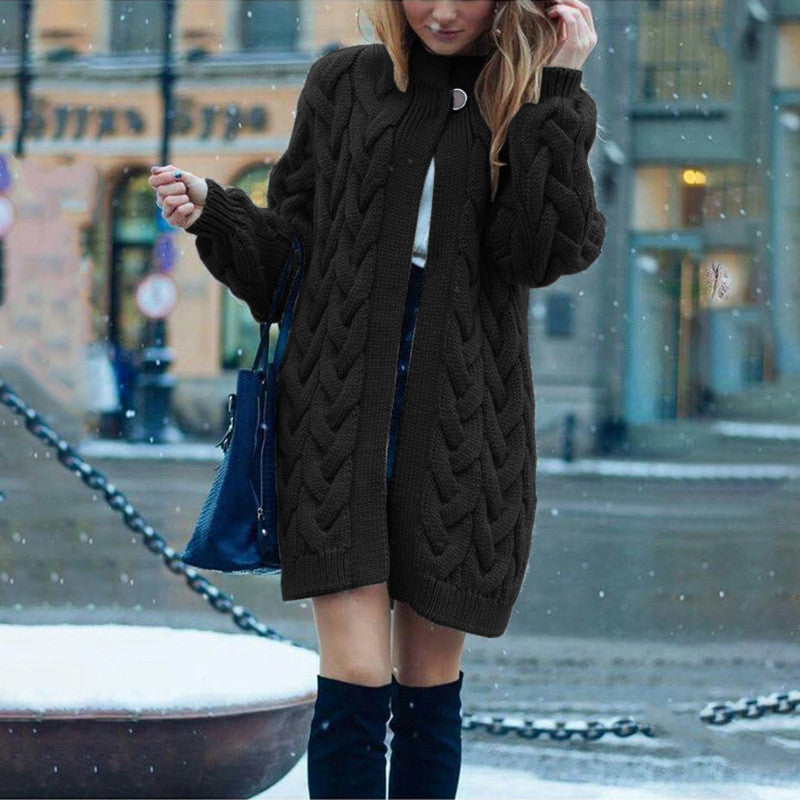 Long Cardigan Oversized Open-Front Thick & Warm Plus Sizes