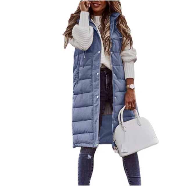 Long Sleeveless Vest Cotton Blend & Cozy Warmth