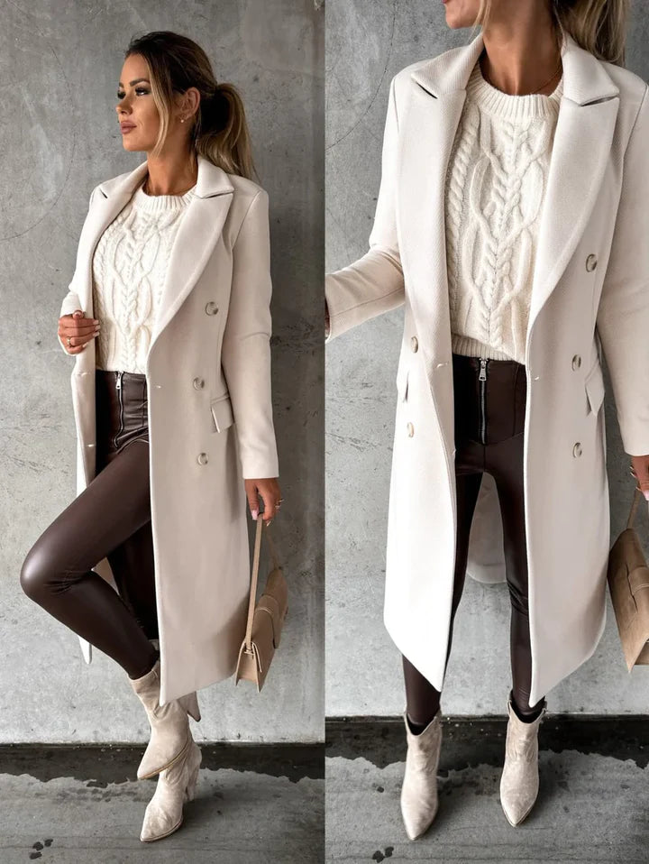 Long Winter Coat Modern Slim Fit 100% Cotton
