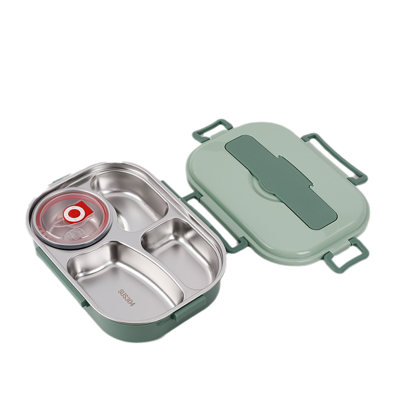 Lunch Box Stainless Steel 3-4 Compartments With Soup Bowl