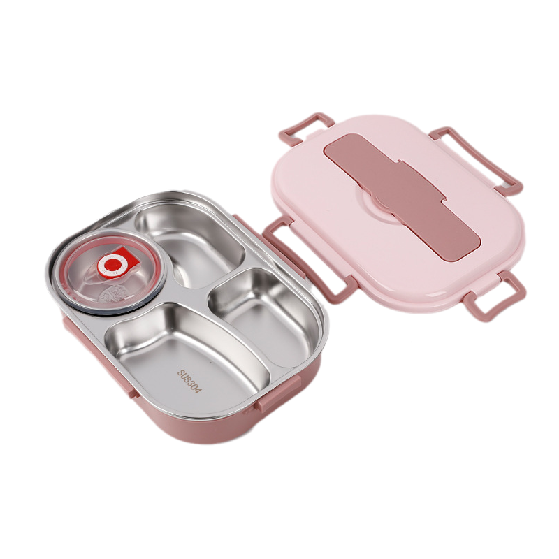 Lunch Box Stainless Steel 3-4 Compartments With Soup Bowl