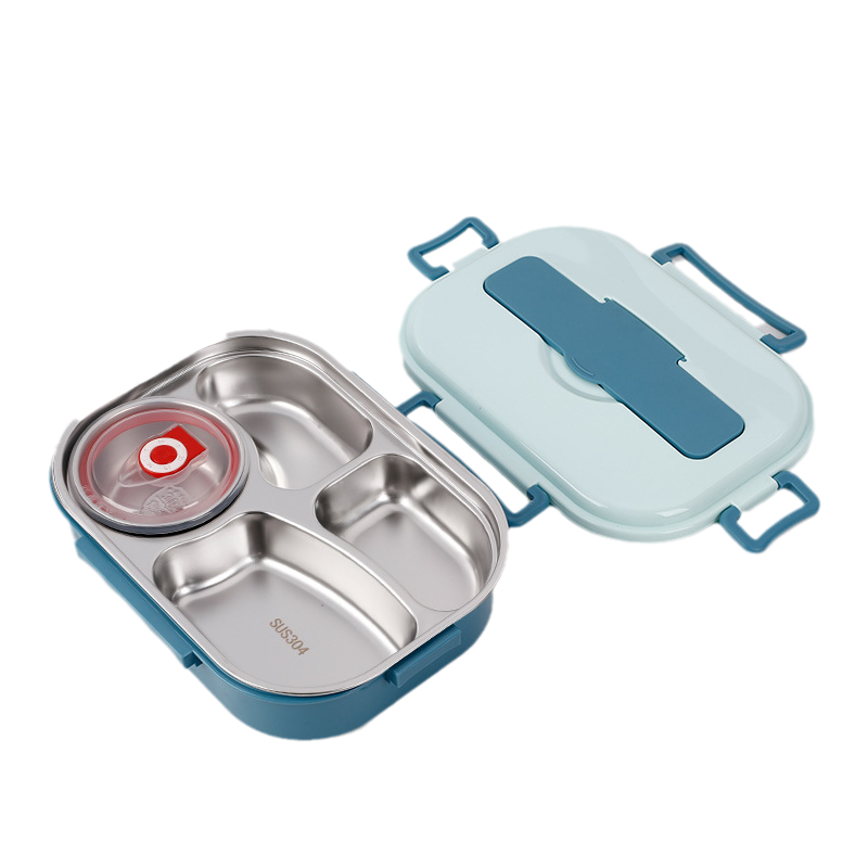 Lunch Box Stainless Steel 3-4 Compartments With Soup Bowl