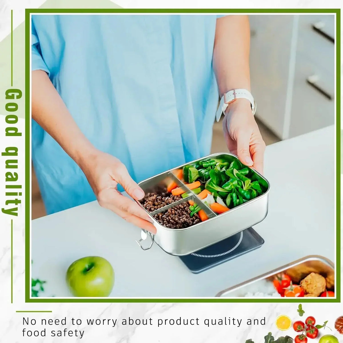 Lunch Box Stainless Steel Leak-Proof Clamp Closure