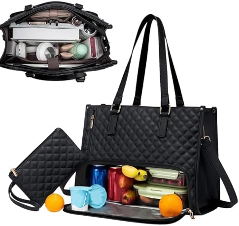 Lunch Cooler Bag Insulated Padded 15 Inch Laptop Compartment