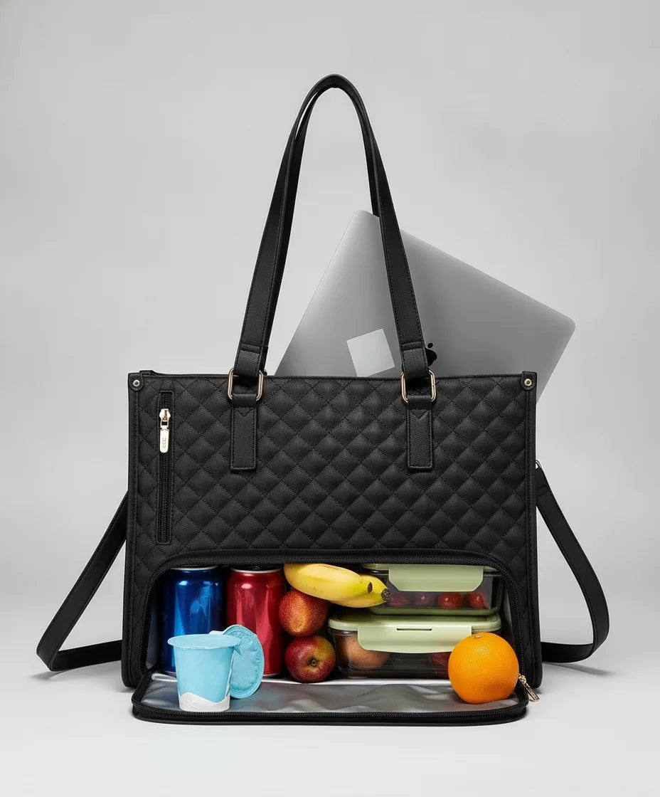 Lunch Cooler Bag Insulated Padded 15 Inch Laptop Compartment