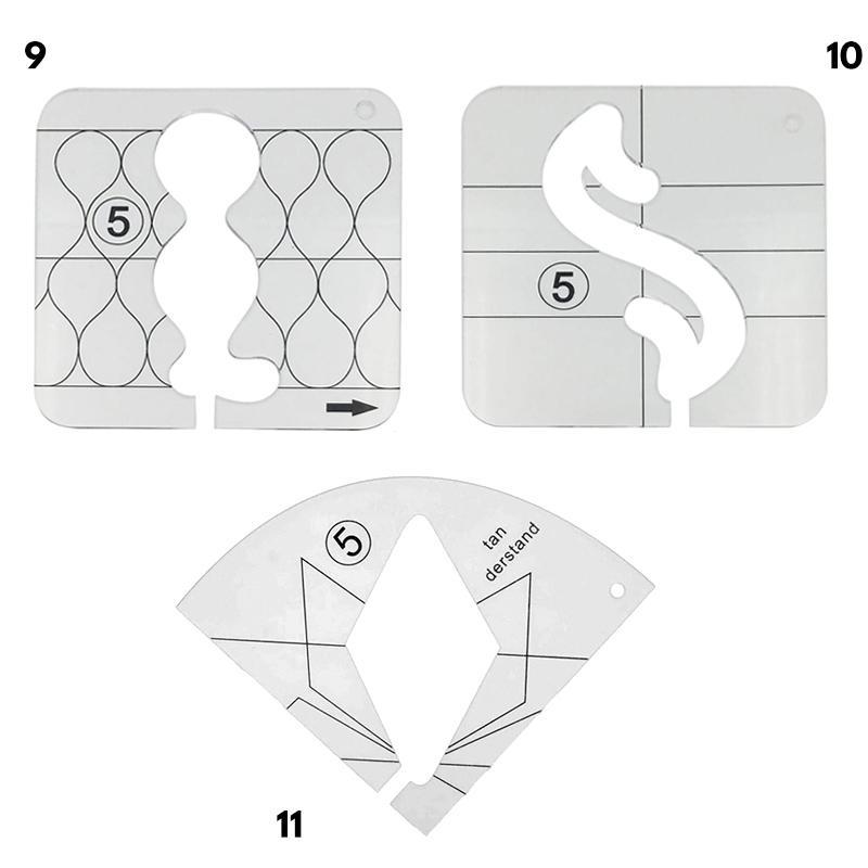 Machine Quilting Template Transparent Acrylic 12 Patterns