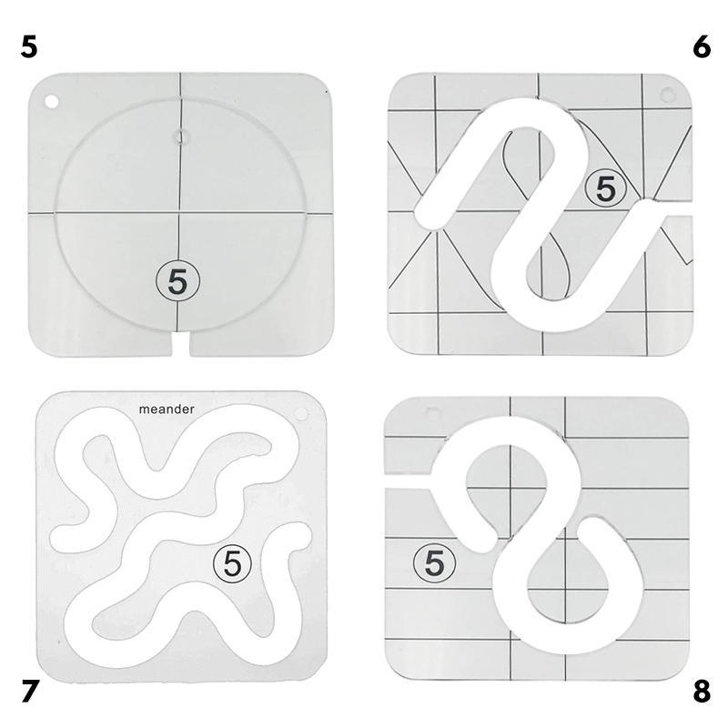 Machine Quilting Template Transparent Acrylic 12 Patterns