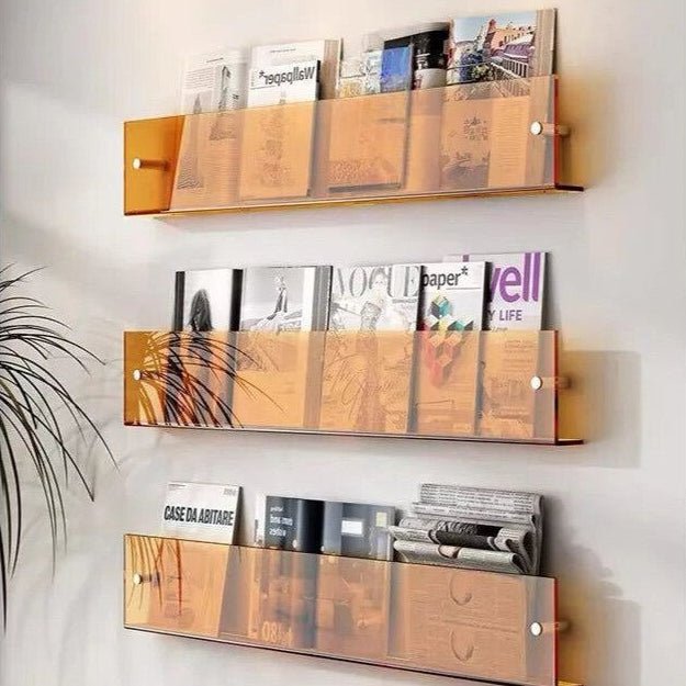 Magazine Wall Shelf Clear Acrylic Wall-Mounted Space-Saving