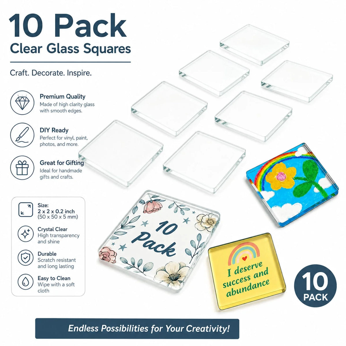 Magnetic Photo Frame Crystal-Clear Acrylic & Peel-And-Stick