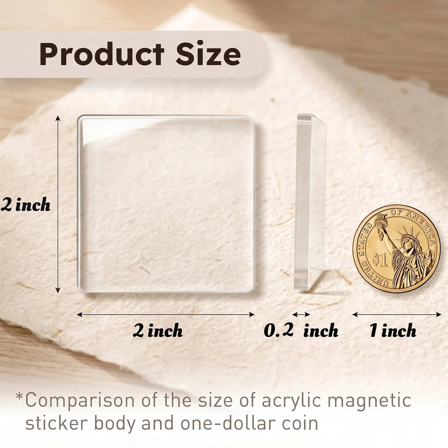 Magnetic Photo Frame Crystal-Clear Acrylic & Peel-And-Stick